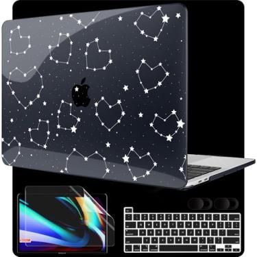 Imagem de MEEgoodo Capa para MacBook Pro 13 polegadas 2022 2021 2020 A2338 M2/M1 A2251 A2289, capa rígida para laptop com teclado e capa de câmera compatível com MacBook Pro de 13 polegadas, constelações e
