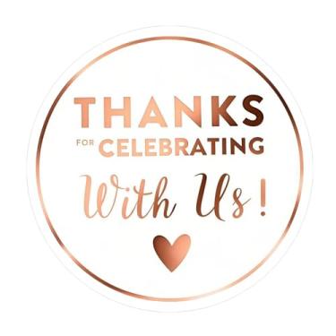 Imagem de Cwzidyq Adesivos Thank You 5 cm, 120 peças de adesivos "Thanks for Celebrating with U", etiquetas redondas douradas autoadesivas para casamento, selos de envelope, lembrancinhas de festa (ouro rosa