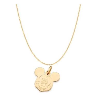 Imagem de Colar Cadeado 50cm E Rosto Do Mickey Banhado Ouro Rommanel, Dourado