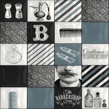 Imagem de Papel De Parede Adesivo Barbearia Pente Salão Masculino Vintage 10m