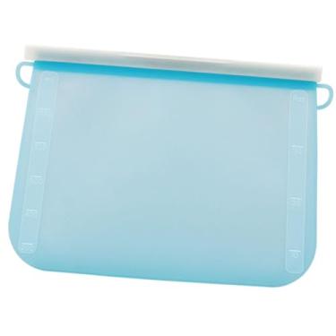 Imagem de Fenteer Saco de silicone para alimentos, recipiente para leite, frutas, versátil para carne, pão, bolsa de armazenamento para congelador, micro-ondas, Azul