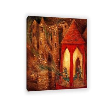 Imagem de Remedios Varo Impressões de arte em tela O pôster de tarefas pinturas famosas arte de parede Surrealismo Arte para sala de estar Decoração de escritório em casa 90 x 70 cm (88.9x71.1 cm) Emoldurado