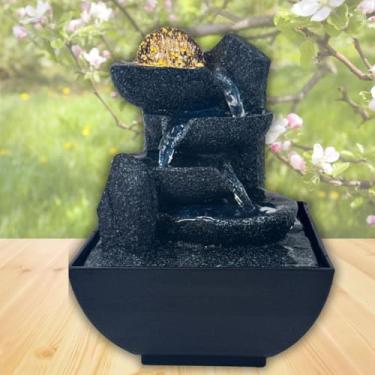 Imagem de Fonte De Agua De Mesa Feng Shui Agua Cascata Esfera E Led Premium