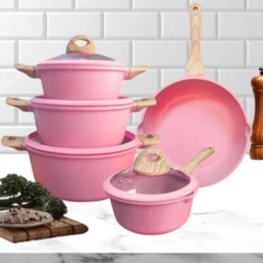 Imagem de Panelas Com Revestimento Cerâmico E Cor Rosa Perfeito Para Presente De