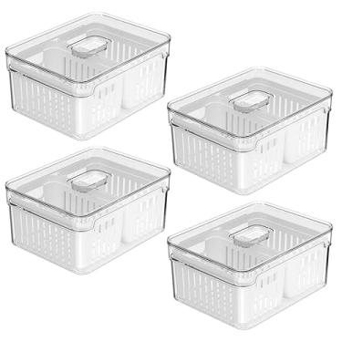 Imagem de Kit 4 Organizador de Geladeira com Cesto Duplo 2,2L Ou - Linha Clear Fresh