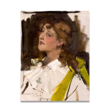 Imagem de LKXGRRSFG Esther Mclaren John Lavery Impressão em tela realista de retrato e cena de guerra – Arte irlandesa clássica para decoração de casa 80 x 104 cm sem moldura