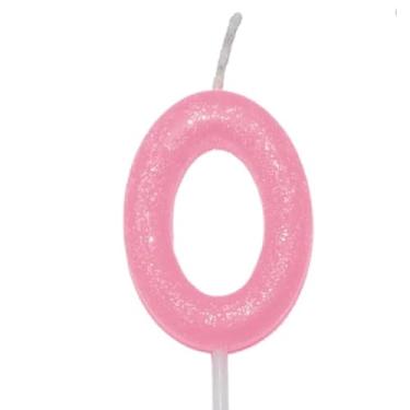 Imagem de Vela Aniversario Rosa c/Glitter - Silver Festas (Numero 0)