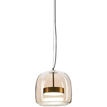 Imagem de Luzes Pendentes Led Nórdicas, Lâmpada Suspensa De Sombra De Vidro Moderna Luz De Teto Ajustável Em Altura 10w Hotel Home Dispositivo De Lustre De Iluminação Decorativa Para, Amber-a