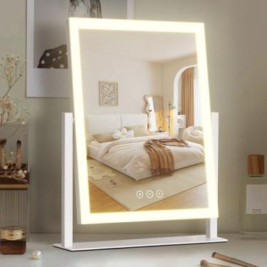 Imagem de Espelho de maquiagem Yumelivi com três modos de iluminação colorida, controle de toque inteligente, Mirorr de maquiagem iluminada para quarto, vestiário