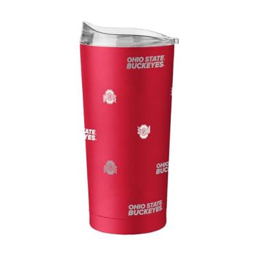 Imagem de Logo Brands NCAA Ohio State Buckeyes Step & Repeat Copo de aço inoxidável de 590 ml – Design de logotipo completo, parede dupla revestida a pó isolado a vácuo - mantém as bebidas quentes e frias por