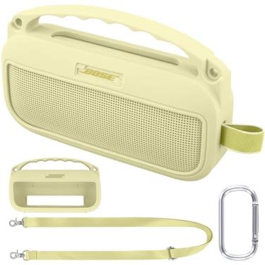 Imagem de co2CREA Capa de silicone macio de substituição para alto-falante portátil Bose SoundLink Flex 2ª geração Bluetooth (capa amarela cítrico)