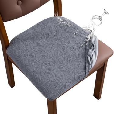 Imagem de YUEANG Capa de assento de cadeira impermeável para sala de jantar - conjunto de 6 capas protetoras de assento de cadeira de cozinha para banquete de restaurante em casa (cinza escuro, grande)