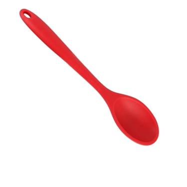 Imagem de Colher De Arroz Multiuso Em Silicone  Maciço Vermelha 27cm