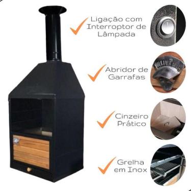 Imagem de Churrasqueira Moderna de Parede e Bancada Vulkania Grill com Grelha In
