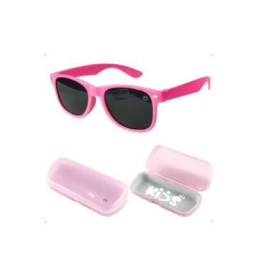 Imagem de Óculos De Sol Infantil Rosa Retro Premium Proteção UV + Case Qualidade Acetato Presente Casual Vintage