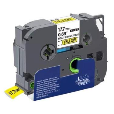 Imagem de Fita Tubo Termo Retrátil Compatível Tz Tze HSE 641 Amarela Letra Preta