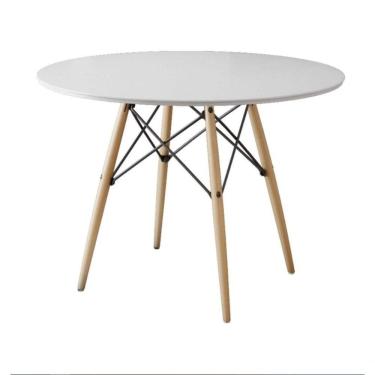 Imagem de Mesa Eiffel Tampo De Madeira 90cm Branco Cordotampo:Branco