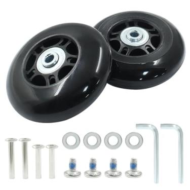 Imagem de Zorveiio Pacote com 2 rodas de substituição de mala de 84 mm x 24 mm Rodas de skate Lnline Sacos de viagem Rodas de borracha Rodas de bagagem com acessórios, preto