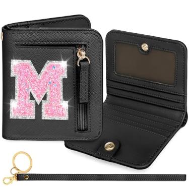 Imagem de YQE Carteira com inicial RFID para meninas pequenas, presentes na moda, aniversário, Natal, meia ideia de presente para adolescentes, filha, neta, sobrinha, 6, 7, 8, 9, 10, 11, 12, 13 anos, Preto, M