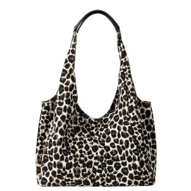 Imagem de GJHFCXSO Bolsa Tote Feminina Com PadrãO Leopardo Bolsa De Ombro Casual Bolsa De MãO Da Moda Grande Capacidade,White