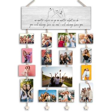 Imagem de Orchroma Exibição de fotos pendurada com clipes, quadro de fotos para fotos para melhores amigos, ideias de presentes de amizade, porta-retratos de amigos, colagem de parede para dormitório, festa de