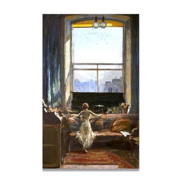 Imagem de LKXGRRSFG Impressão em tela Daylight Raid John Lavery Irish Realist Portrait & War Scenes – Arte de parede vintage para casa 30 x 48 cm sem moldura