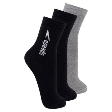 Imagem de Kit com 3 Pares de Meias Esportiva Cano Médio Speedo 8032 Colorido, Ci