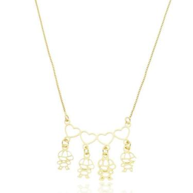 Imagem de Colar Canga Coração Pingente 4 Meninos Banhado a Ouro 18K - Giuli Joia