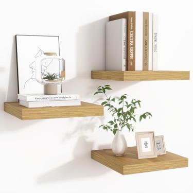 Imagem de Fun Memories Prateleiras flutuantes para parede – Prateleiras quadradas de 23 cm com suportes invisíveis, pequena prateleira de parede para sala de estar, banheiro, quarto e decoração de cozinha