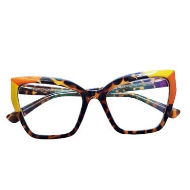 Imagem de Armação Óculos Modelo Gatinho Quadrado Demi Oncinha Tartaruga Croco + Estojo + Flanela = 3 Produtos