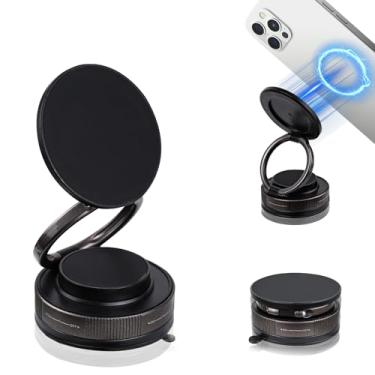 Imagem de Wogomz Suporte magnético de sucção a vácuo, suporte de celular retrátil dobrável para carro com ventosa, suporte ajustável de 360° para todos os smartphones para carros/academias/espelhos/superfície