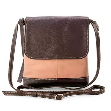 Imagem de Bolsa Tiracolo Feminina em Couro Legítimo, Modelo Jô, Tons Terrosos