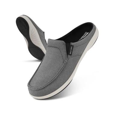 Imagem de Chinelos masculinos com suporte de arco, chinelos masculinos respiráveis com forro de veludo, tamanco ortopédico para fascite plantar, sapatos internos e externos com sola de borracha antiderrapante