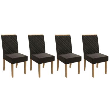 Imagem de Cadeira Sala de Jantar Gardênia 2CAD149 Madeirado Kit 4 Un Canela/Suede Chumbo - Kappesberg