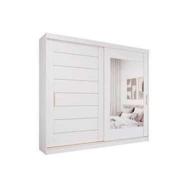 Imagem de Guarda Roupa 2 Portas de Correr (1 c/ Espelho) e 8 Gavetas Florença Branco - Panan