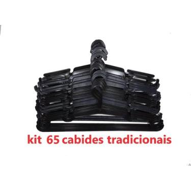 Imagem de Kit 65 Cabides Tradicionais Preto - TF Injetados