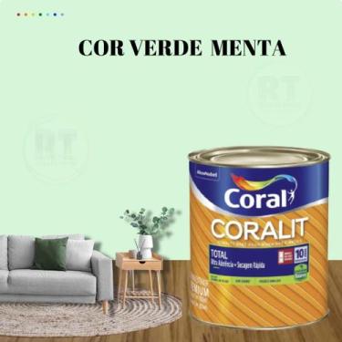 Imagem de Esmalte Sintético Base Água Coral Coralit 800ml Tinta Cor Verde Acetin