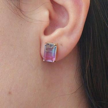 Imagem de Brinco Pedra Retangular Folheado A Ouro - FAMA FOLHEADOS