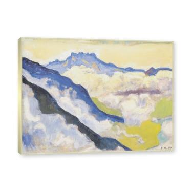 Imagem de Moldura champanhe. Imagem natureza em tela, (paisagem 11) de Ferdinand Hodler, reprodução de quadros, quadro de arte de parede de tela para casa. 60x80cm