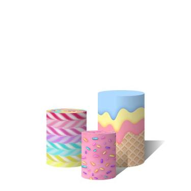 Imagem de Trio Capas Para Cilindro Doces Sorvete e Granulado Candy C/ Elástico -