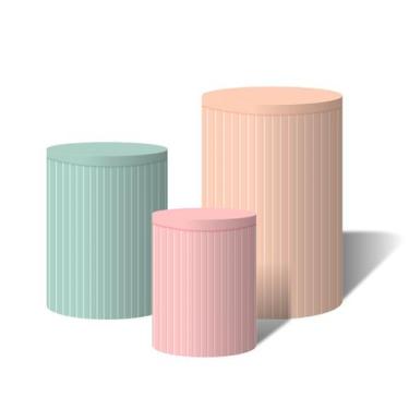 Imagem de Trio Capas Para Cilindro Versátil Ripados Rosa Verde Agua Pessego  C/ 
