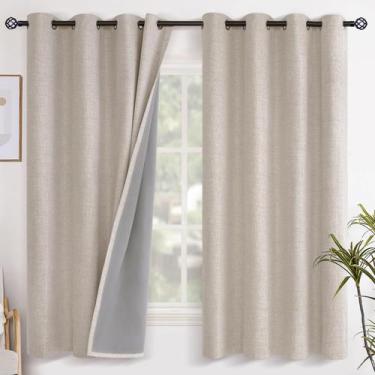 Imagem de Cortinas Blackout YoungStex Oatmeal Linen 160x160cm 2 painéis