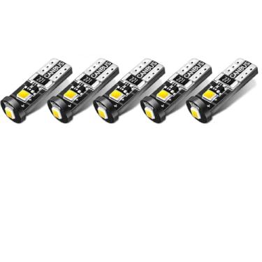Imagem de HOCOLO 5x T10 158 Lâmpada LED W5W 2825 168 192 194 T10 Lâmpadas de Cunha 12V Branco Frio para Luzes Marcadoras Laterais Cúpula Mapa Porta Cortesia Placa de Licença 0,5W (5x T10 3-SMD)