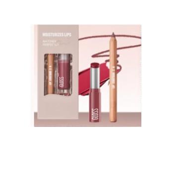 Imagem de Melemando Conjunto de 2 peças de delineador labial e batom, 2 em 2 delineadores labiais à prova d'água, conjunto de batom de longa duração, lápis lipliner fosco e kits de maquiagem de brilho labial