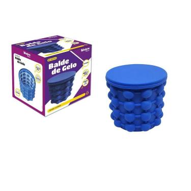 Imagem de Balde Gelo Silicone Ice Magic Cube Azul 13cm - 120 Cubos
