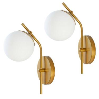 Imagem de Kit 2 Arandelas Inclinada Jabuticaba Globo Vidro Dourado