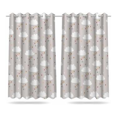 Imagem de Cortina Infantil Boho Nuvens Tecido Premium 2,60x1,50m - DECORANDO E G