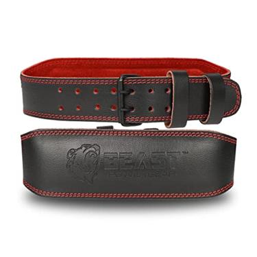 Imagem de Beast Power Gear Cinto de levantamento de peso – couro genuíno de 10 cm para suporte da parte inferior das costas para musculação, agachamento, levantamento terra, treinamento de força cruzada, cinto