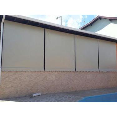 Imagem de Toldo Cortina 4,00m x 2,75m - Madeira - COBERCHAPAS, Marrom Claro