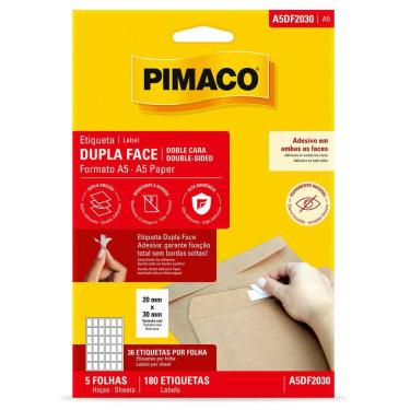 Imagem de Etiqueta dupla face adesiva 20x30mm A5 com 5 folhas - Pimaco